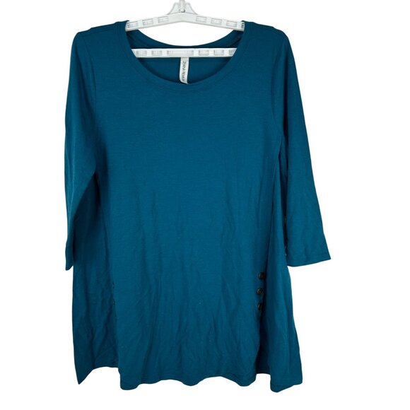 Zenana Premium Teal Long Sleeve Tunic Top Size Large Machine Washable - Picture 1 of 5